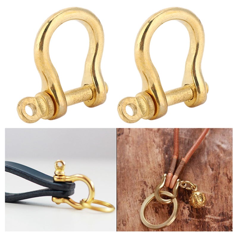 Hztyyier 2Pcs D-Ring Shackle Pure Brass Screw Pin Anchor Shackle Bow Shackle U Type Fob, 10mm - Image 5
